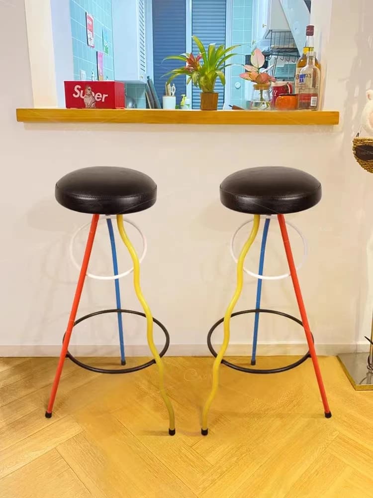 Tabouret de bar Memphis à pieds hauts, tabouret de cuisine, tabouret de bar style médiéval, chaise d