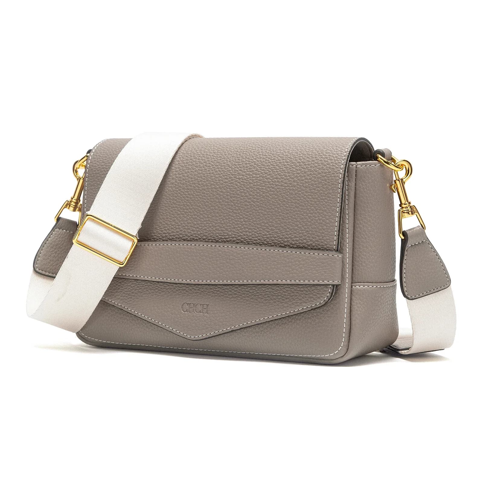 C-H sacs à bandoulière gris Simple haute qualité Texture Flip couverture sacs doux sac carré femme b