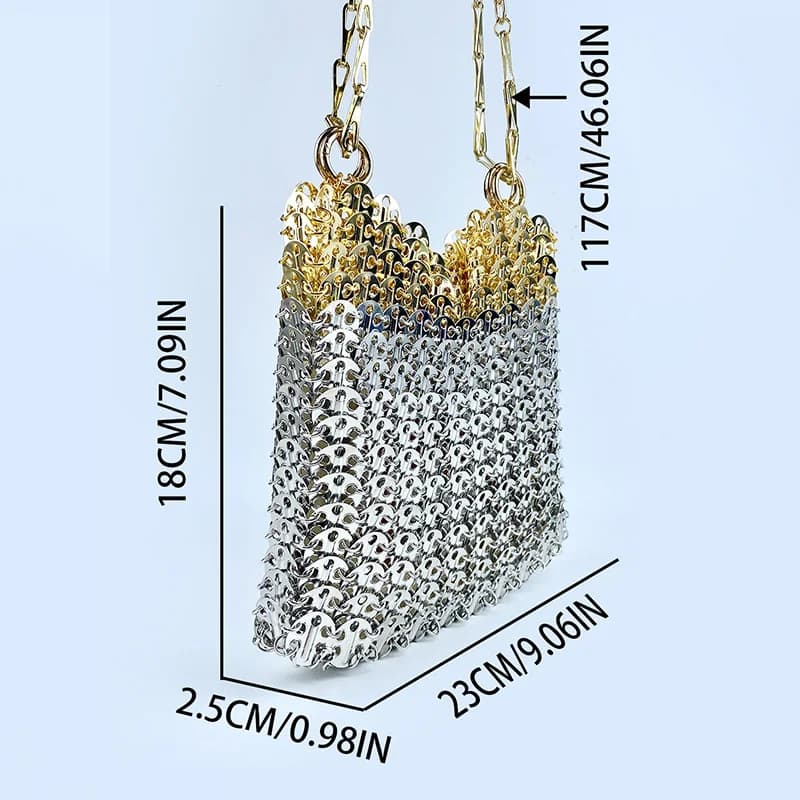 Sac à bandoulière en métal à paillettes pour téléphone portable, grande capacité, fait à la main, te