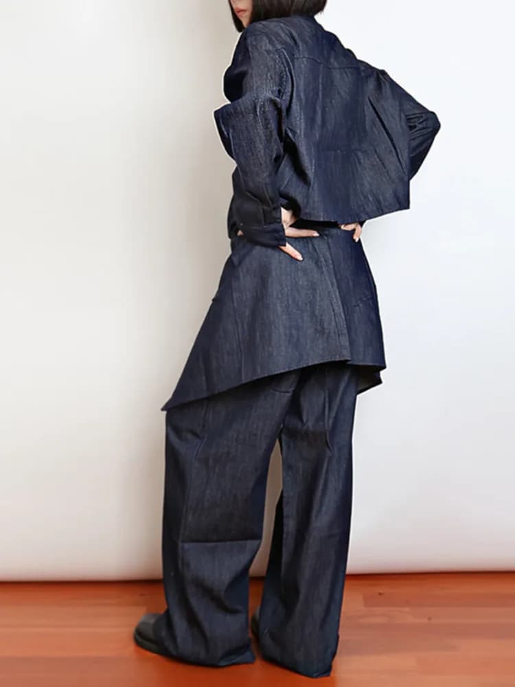 BJTZ printemps automne ensemble pour femmes 2025 nouveau manteau en jean pantalon à jambes larges 3 