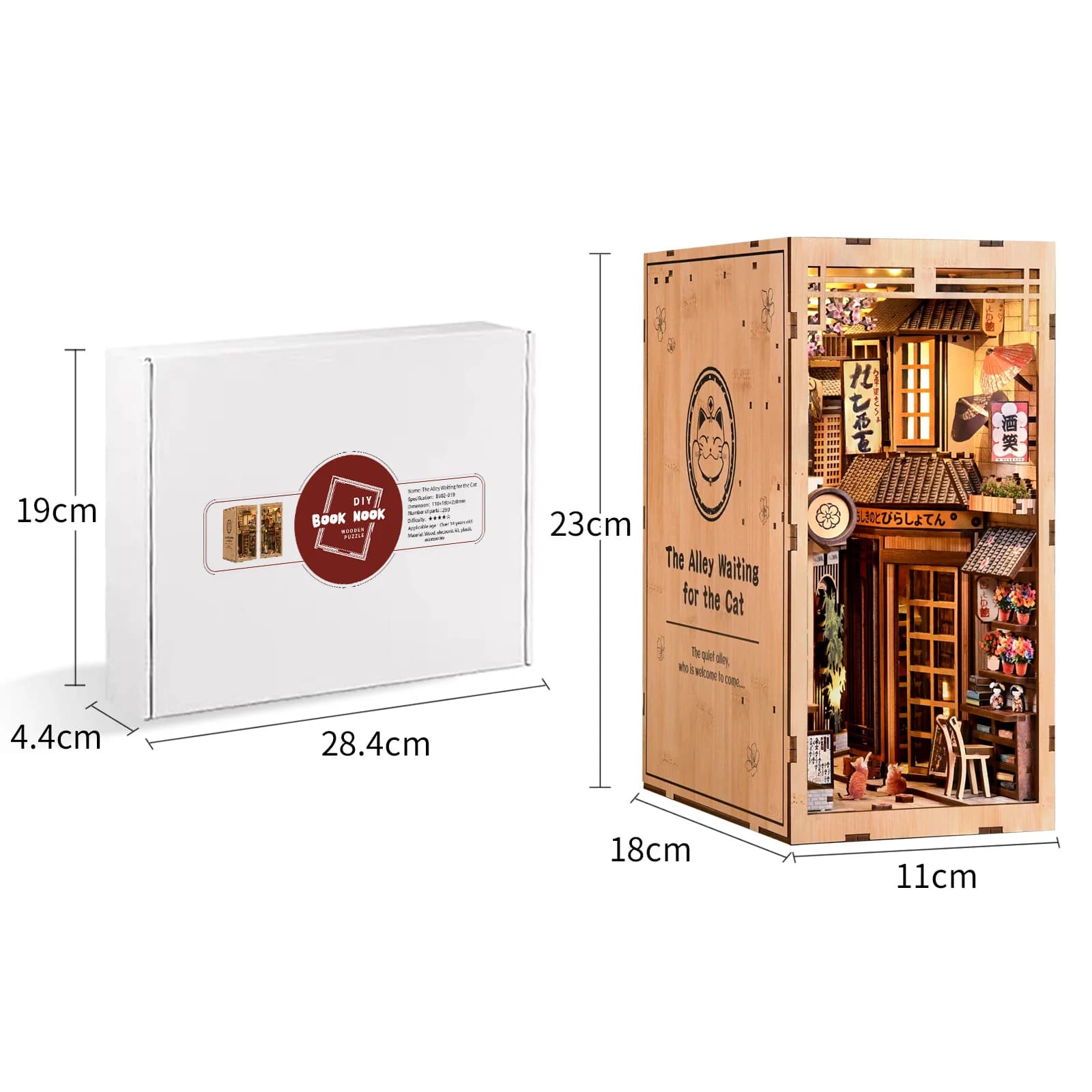 Kit de maison miniature DIY mignon, style allée japonaise, avec éclairage LED, maison de poupée en b