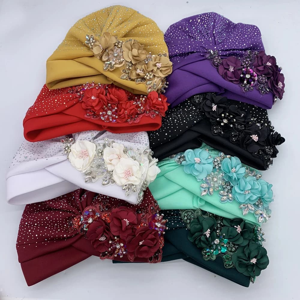 2024 luxe strass Turban casquette pour femmes afrcian Geles Headtie prêt Nigeria Auto Gele femme ban