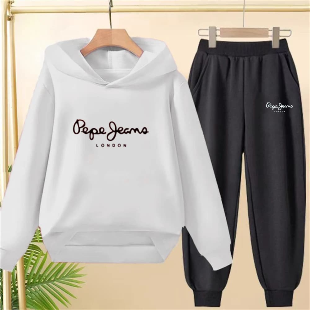 Garçon filles sweat à capuche pour enfants costume hauts + bas Toddle noir Sweatshirr blanc enfant 3