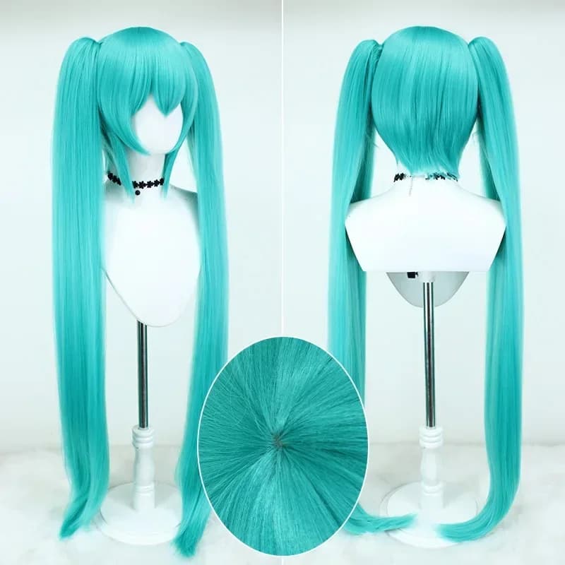 Perruque de cosplay Anime Hatsune Miku, perruque en fibre synthétique double queue de cheval de 110 