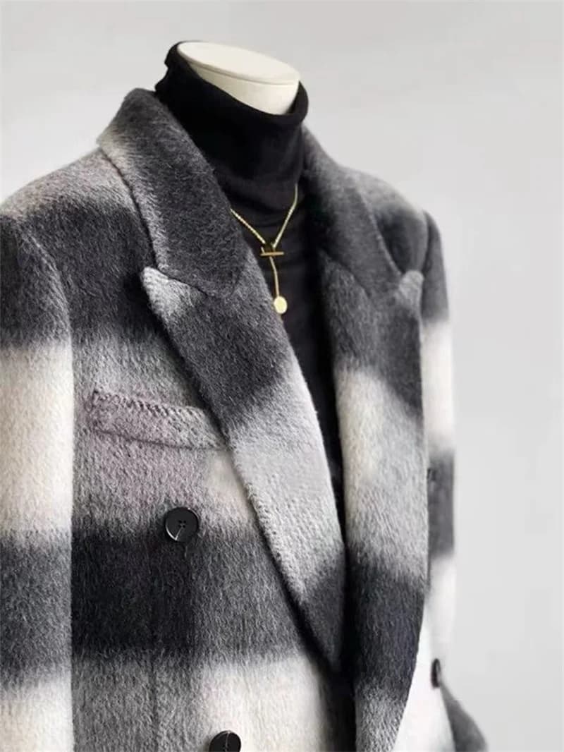 2025 automne/hiver femme nouveau coréen Simple déplacements mode coréen tissu à carreaux laine petit