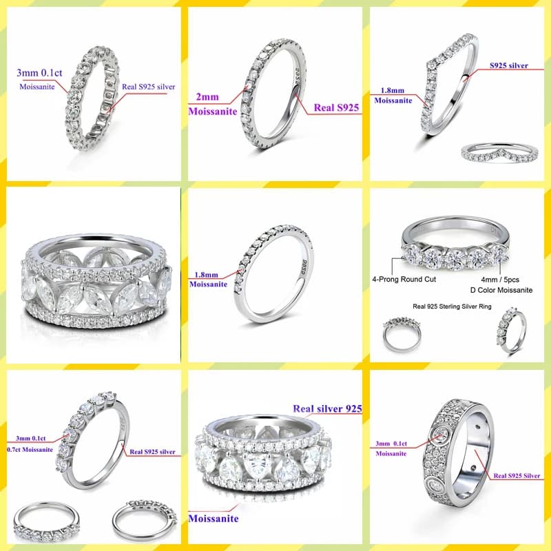 Bague éternelle ronde en moissanite D VVS de 3 mm ou 2 mm, en argent S925, bijoux pour femme, cadeau