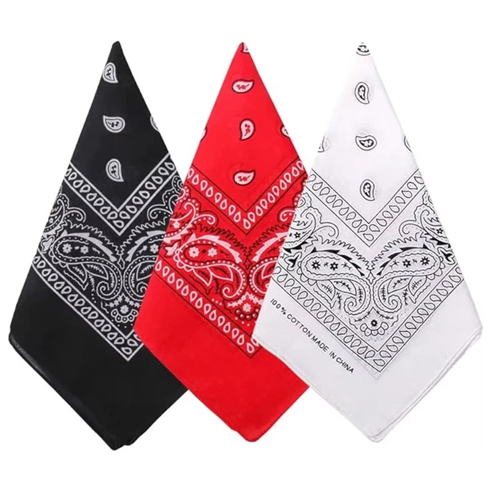 Hip Hop Cowboy Paisley écharpe grand bandana tête écharpe carrée hommes femmes 55x55 cm noir rouge b