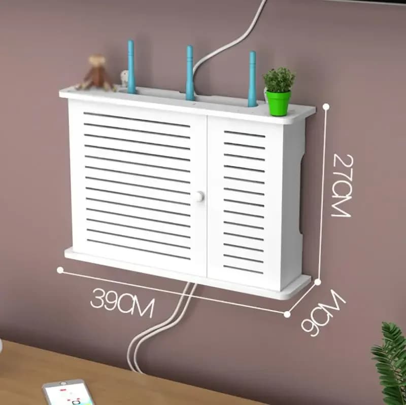 Étagère murale à double couche sans poinçon, boîtier décodeur TV, boîte de rangement pour routeur Wi