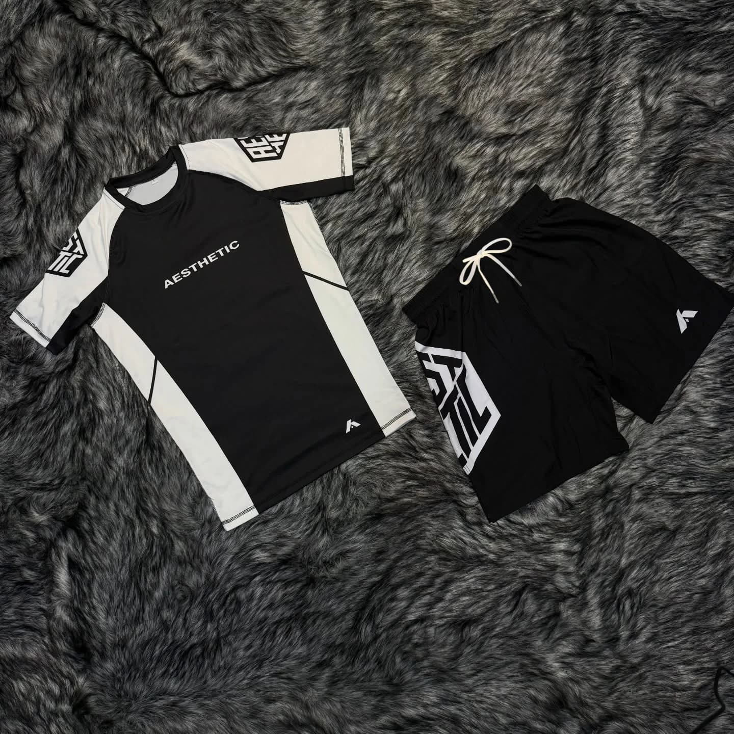 Nouvel ensemble de sport de lutte 2026 – T-shirts et shorts graphiques blancs pour hommes – Tenue de