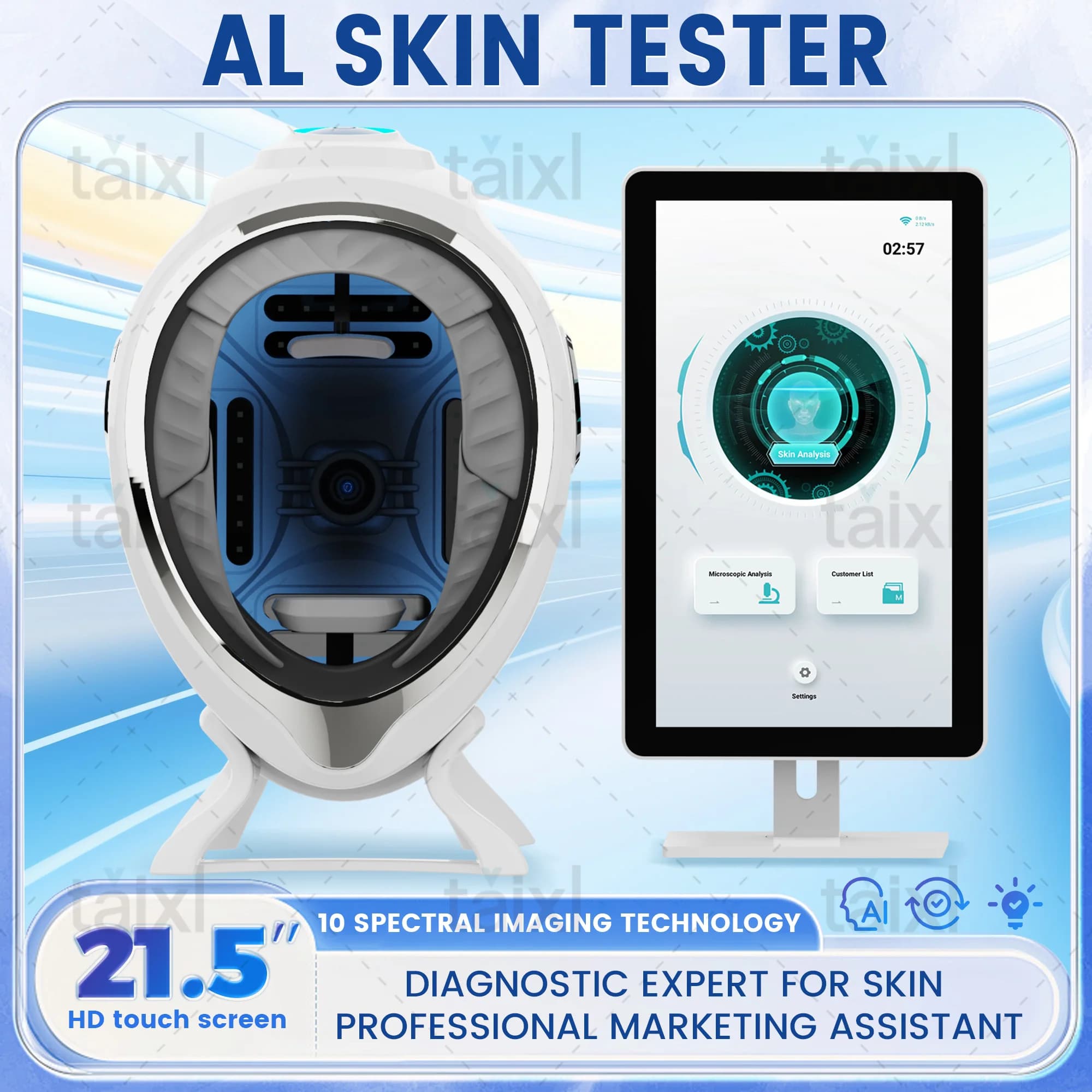 Analyseur Facial 3D Portable : Appareil de Diagnostic Cutané Intelligent avec Caméra et Miroir Magiq