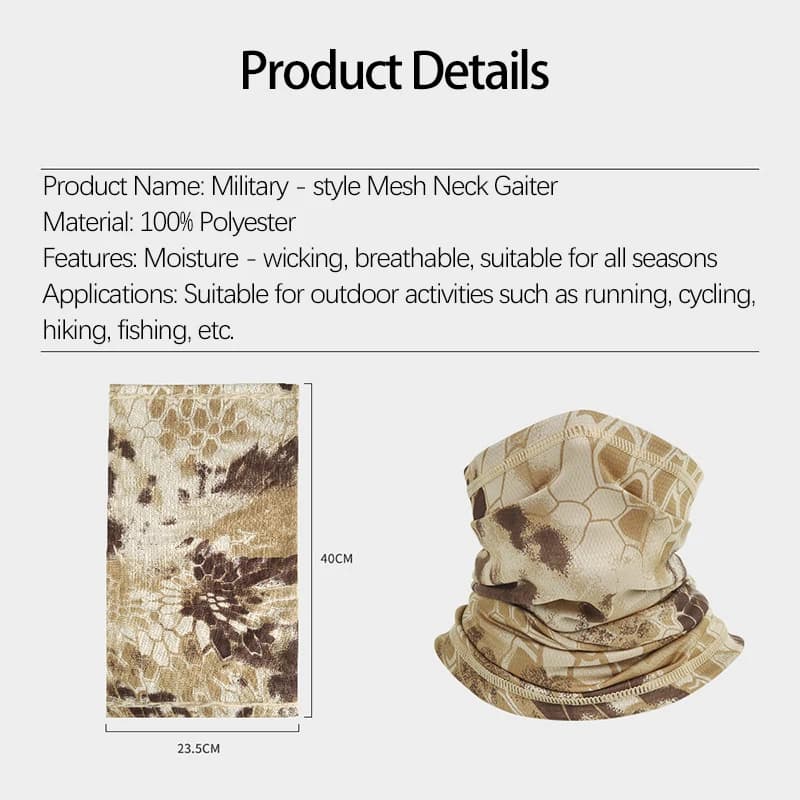 Guêtre de cou de cyclisme pour hommes et femmes, écharpe de protection solaire de Camouflage pour Ca