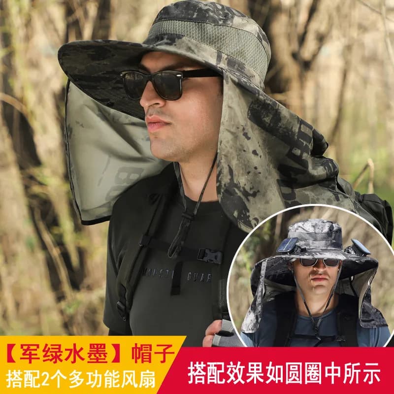 Sombrero-Grand chapeau imperméable pour homme, châle, crème solaire, protection du cou, bord, extéri