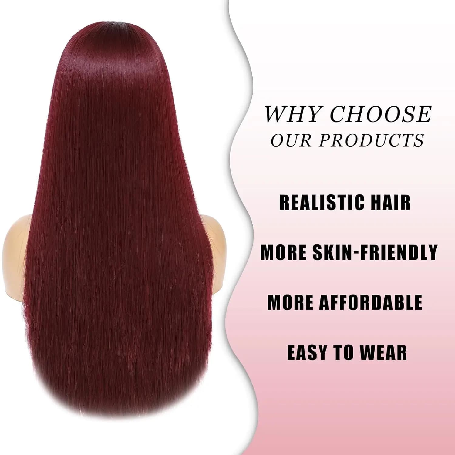 Perruque synthétique 26 pouces la plus vendue pour cheveux longs et raides, idéale pour le cosplay d