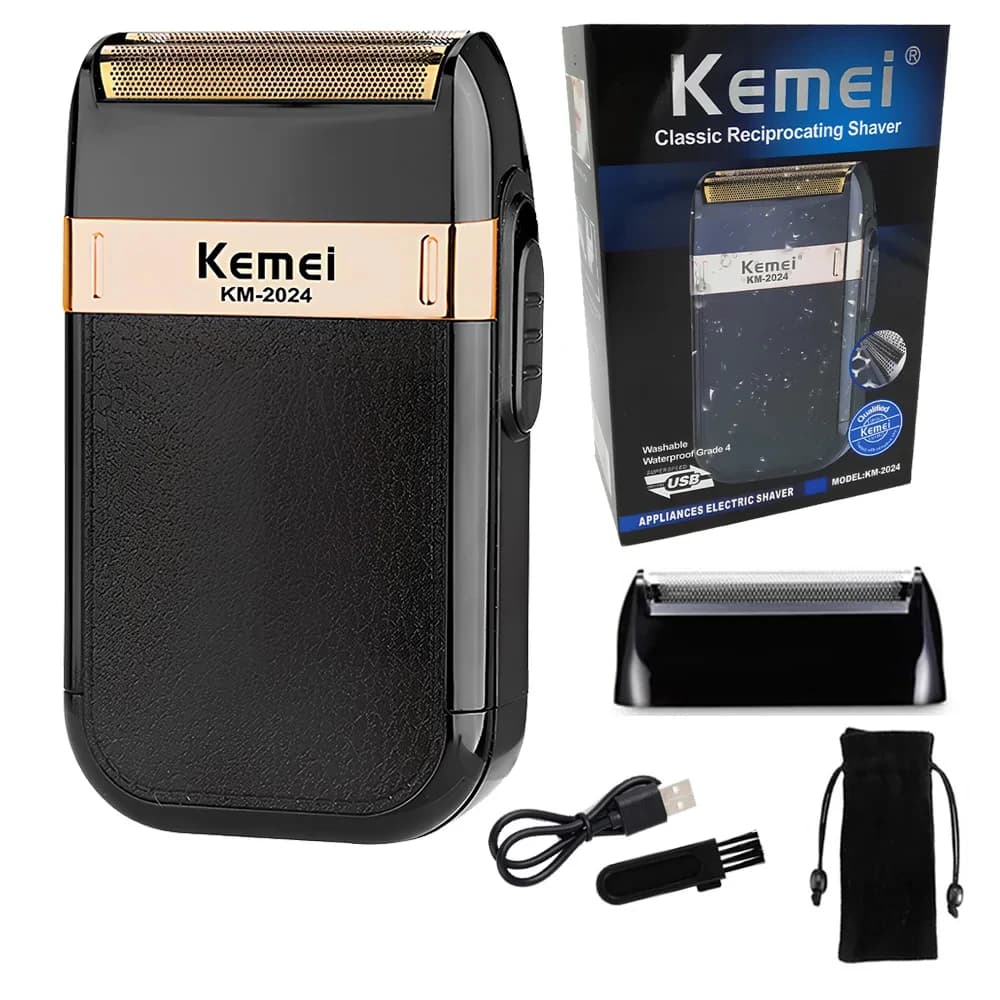 Kemei KM-2024 USB charge rasoir électrique tête de coupe supplémentaire alternatif double lame rasoi