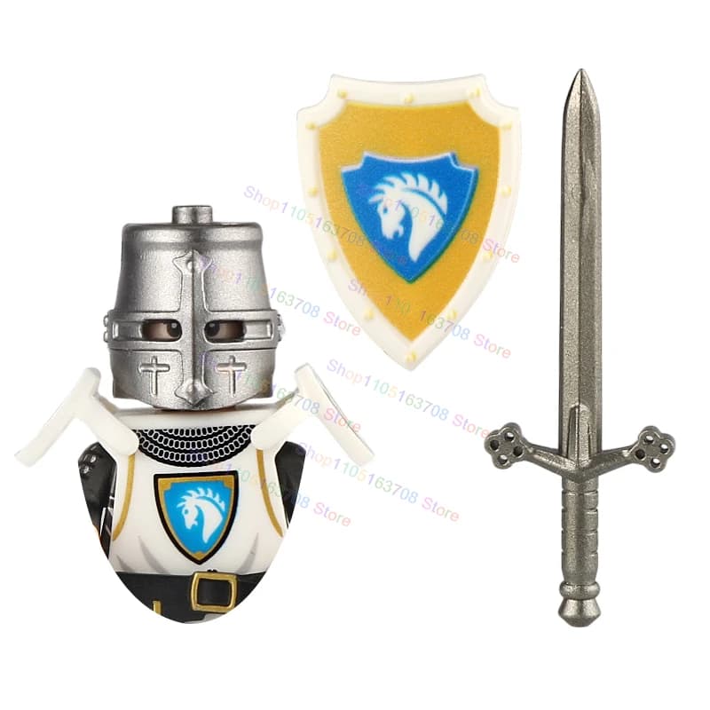 Armure de chevaliers lions médiévaux, figurines miniatures ST3634, accessoires, blocs de constructio