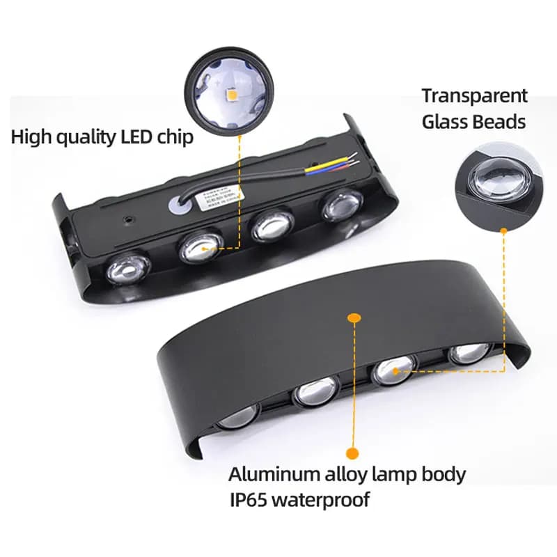 Applique Murale Intérieur Led Moderne Aluminium Appliques Murales Exterieure IP65 Imperméable à l'ea