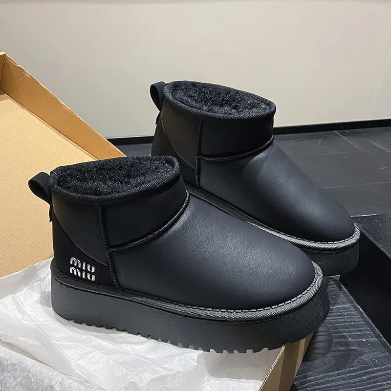 Bottes de neige à semelles épaisses pour femmes, chaussures d'hiver imperméables à tube court augmen
