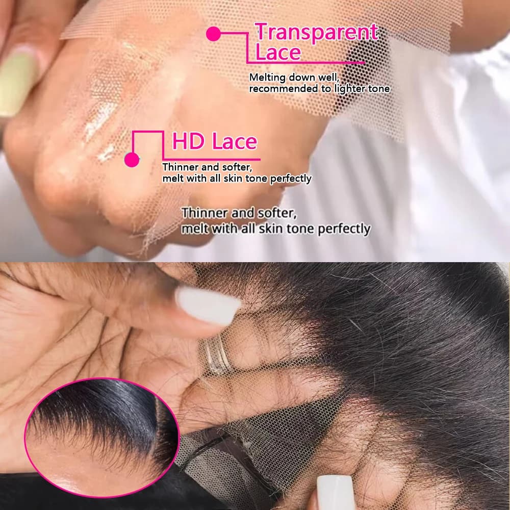 Perruques frontales en dentelle transparente HD Body Wave 13x4 13x6 de 42-44 pouces pour femmes, den