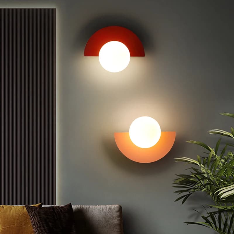 Mur LED lampe nordique en fer forgé chambre chevet applique murale Simple coloré boule en plastique 
