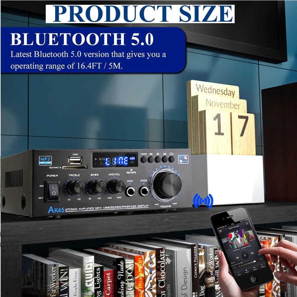 Woopker HiFi amplificateur numérique AK45 Bluetooth MP3 canal 2.0 amplificateur sonore Support 90 V-
