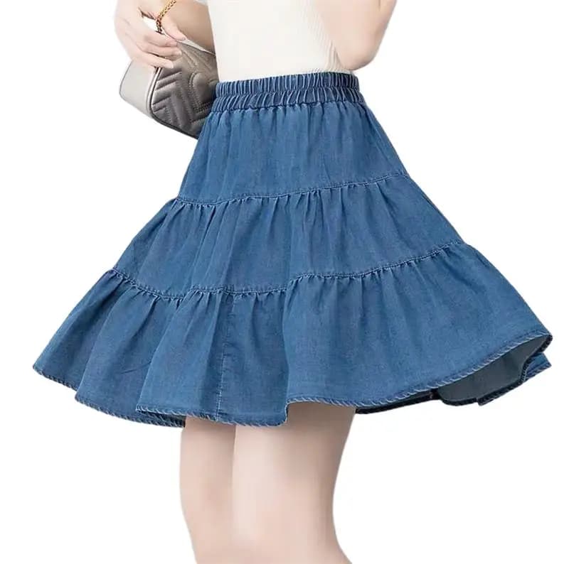 Jupe plissée mini sexy coréenne style Y2K pour femme, jupe en jean taille haute à volants, nouvelle 
