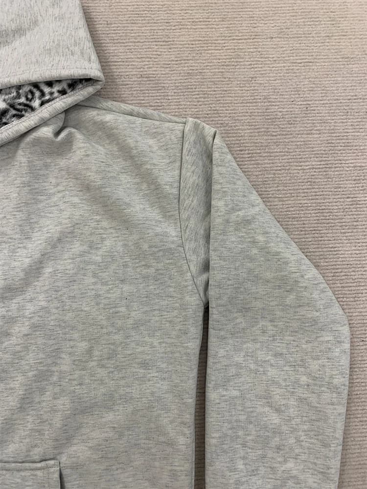 Automne/hiver léopard gris Double face sweat à capuche avec fermeture éclair hommes décontracté haut