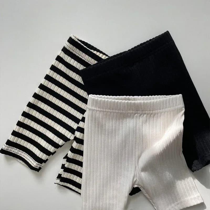 Été nouveaux enfants solide Shorts coton filles Leggings rayé bébé Stretch pantalon infantile enfant