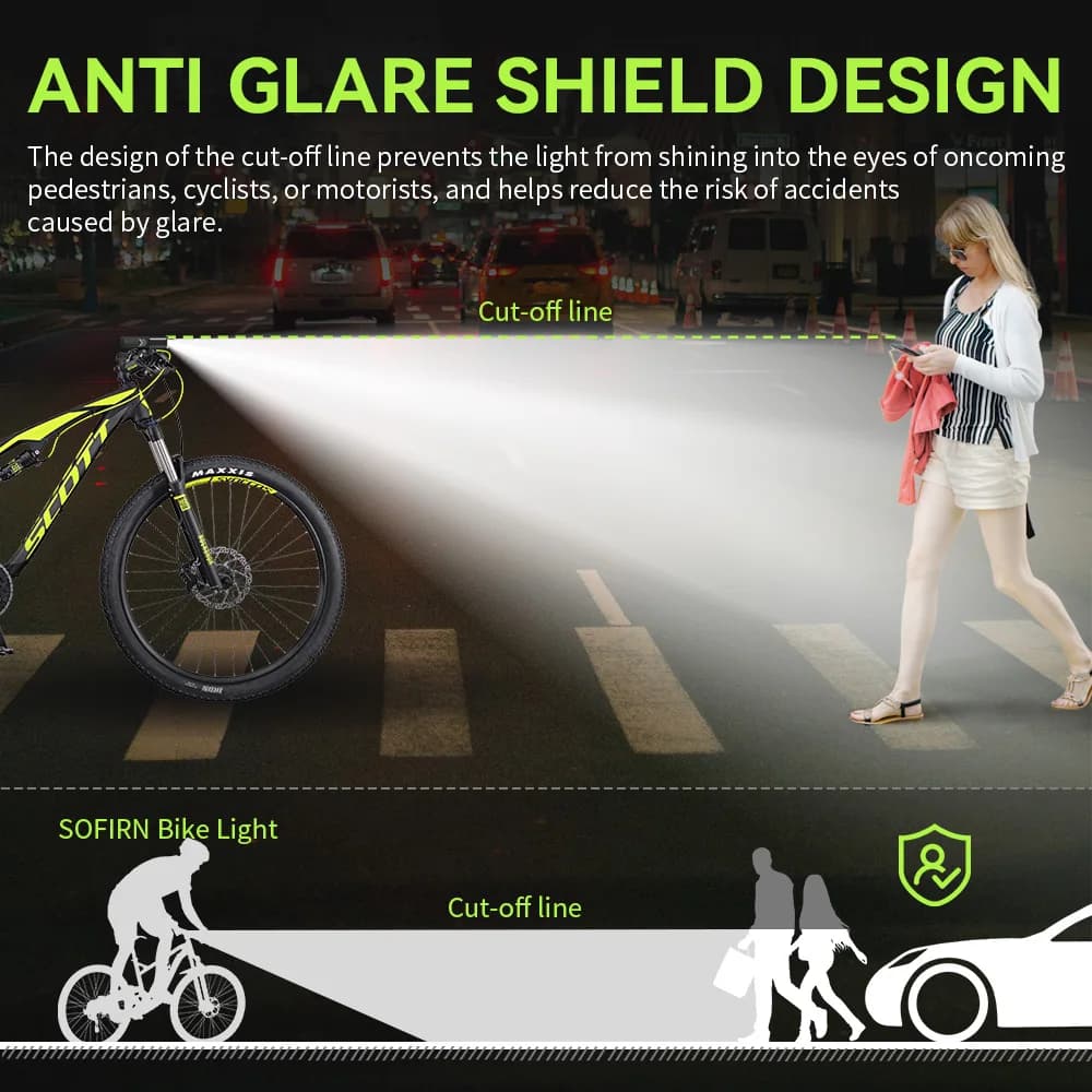 Sofirn BS01 lumière de vélo IP65 étanche 2000LM vélo 5000mAh batterie lampe de poche USB charge régl