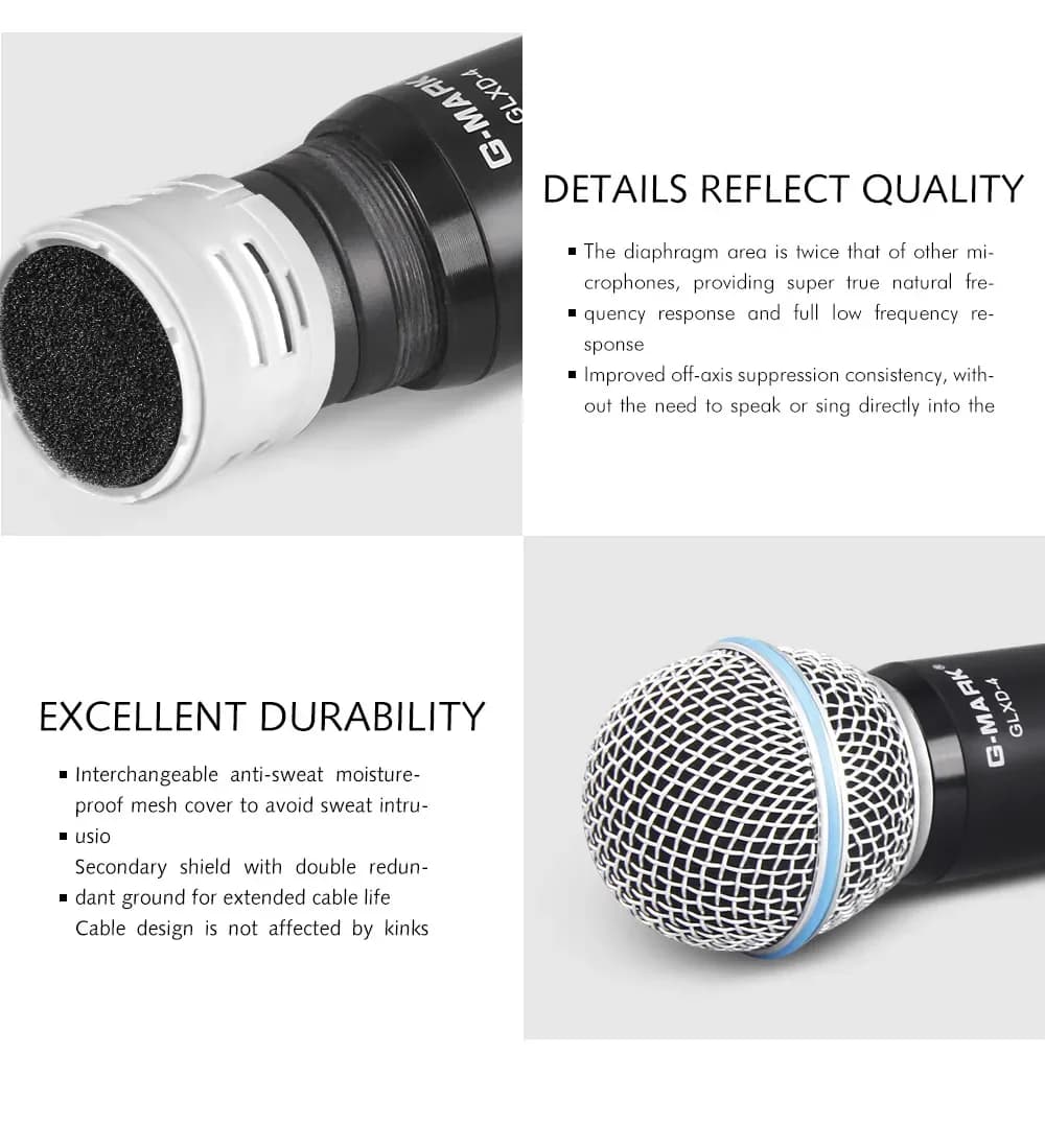 Collection AliExpress Le système de microphone sans fil uhf professionnel GLXD4 G-MARK, micro à la m