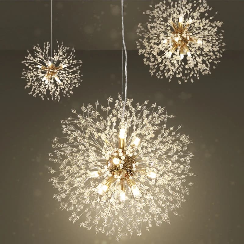 Moderne ciel étoile boule de feu cristal pendentif LED éclairage pissenlit Restaurant, salon pendent