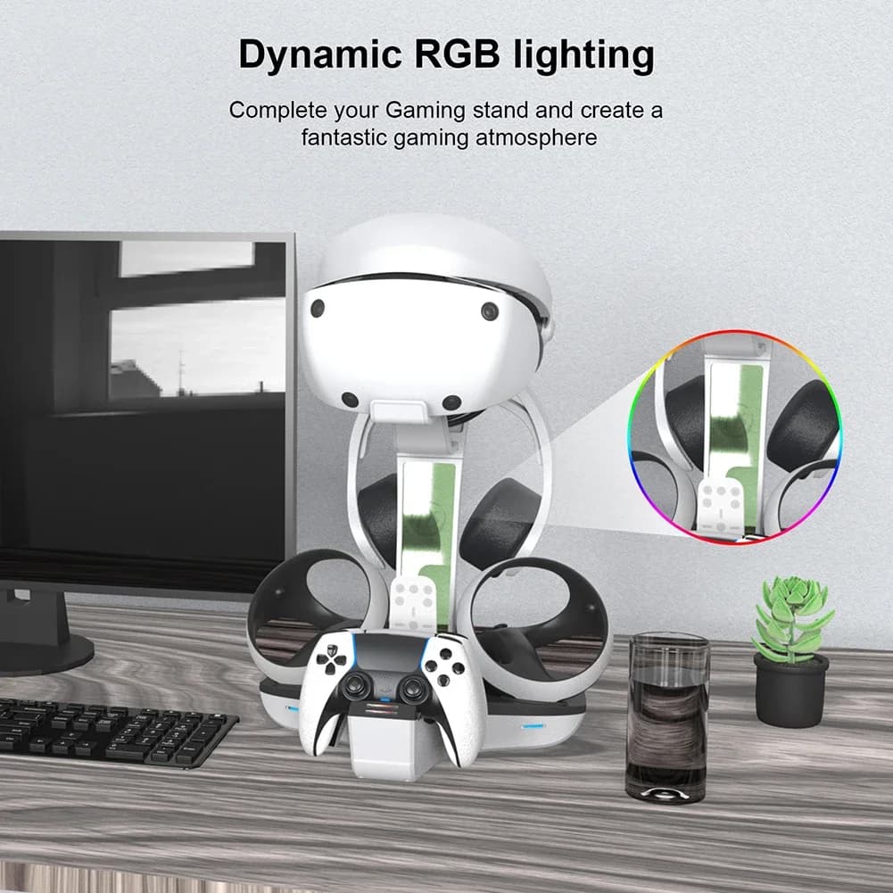 Station de charge S6 pour PS5 PS VInter, support de casque, contrôleur, chargeur, indicateur lumineu