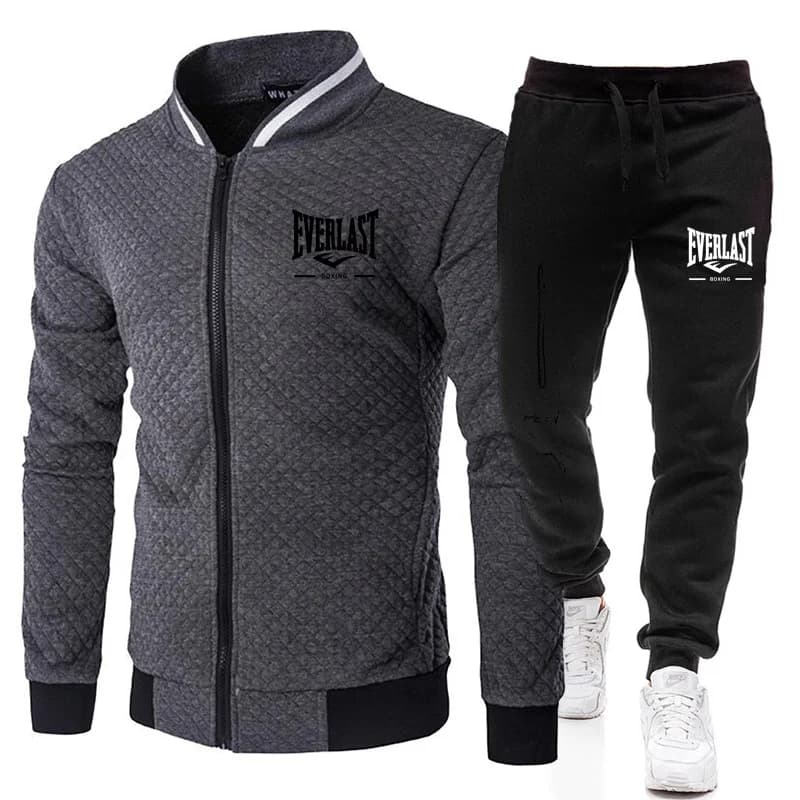Ensemble de veste et pantalon EVERLAST BOXING pour homme, col montant, style streetwear, printemps-a