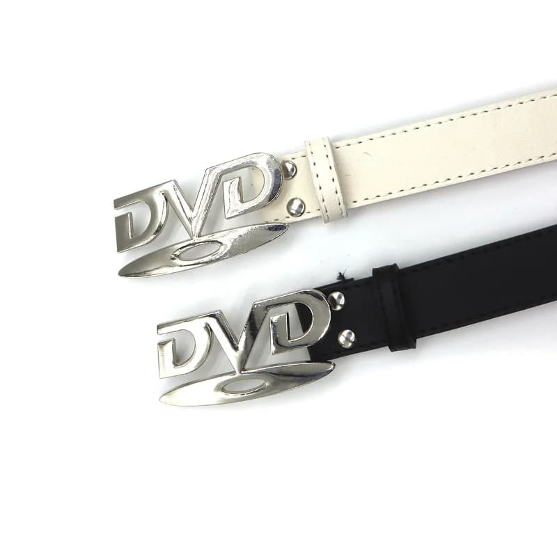 Ceinture pour femme tendance Y2K, design rétro avec boucle DVD, ceinture en jean tendance pour influ