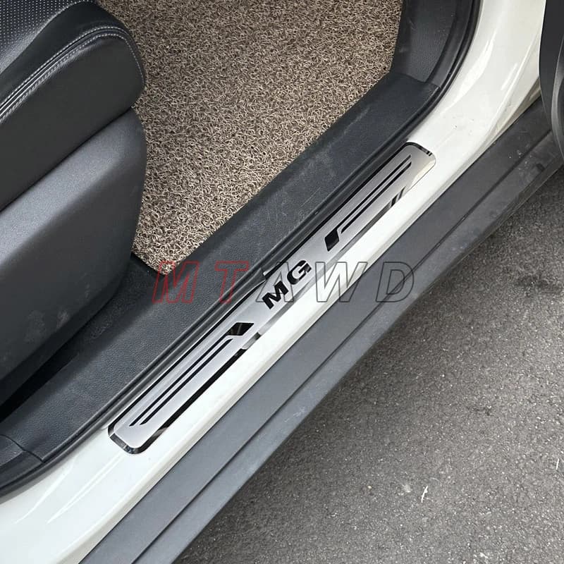 Plaque de seuil de porte de voiture en carbone inoxydable, protection de pédale de protection, revêt