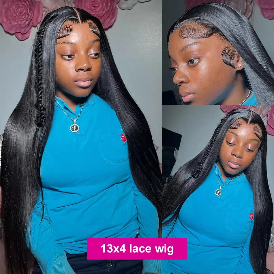 30 pouces 200 densité droite perruques de cheveux humains 13x6 Hd dentelle frontale perruque 360 den