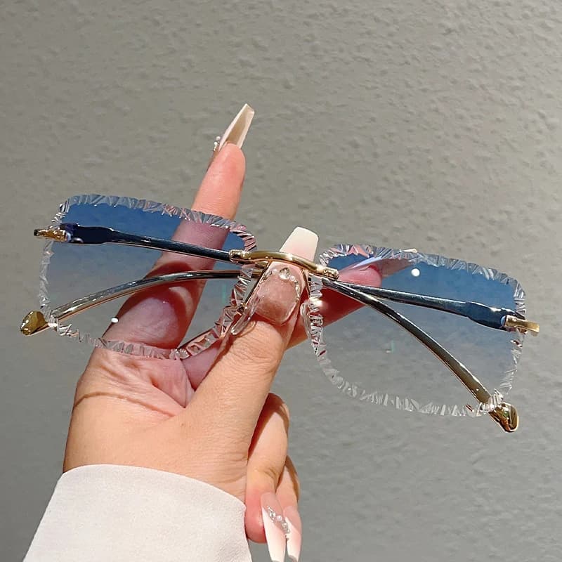 KAMMPT lunettes de soleil carrées sans monture hommes mode Vintage dégradé nuances décontractées fem