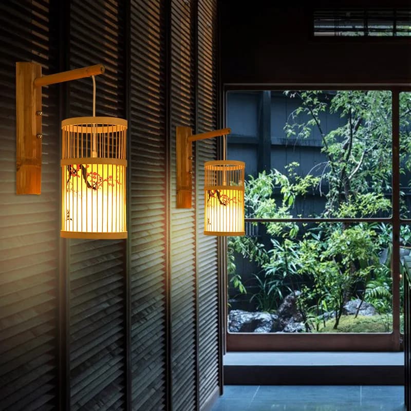 Nouvelles lampes murales en bambou, lampes d'art en bambou chinois, style japonais B & B, salon de t