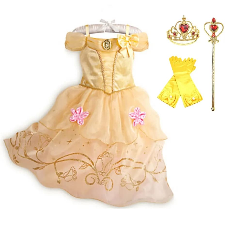 Costume de princesse pour enfants, robe fantaisie à fleurs, pour noël, anniversaire, carnaval, dégui