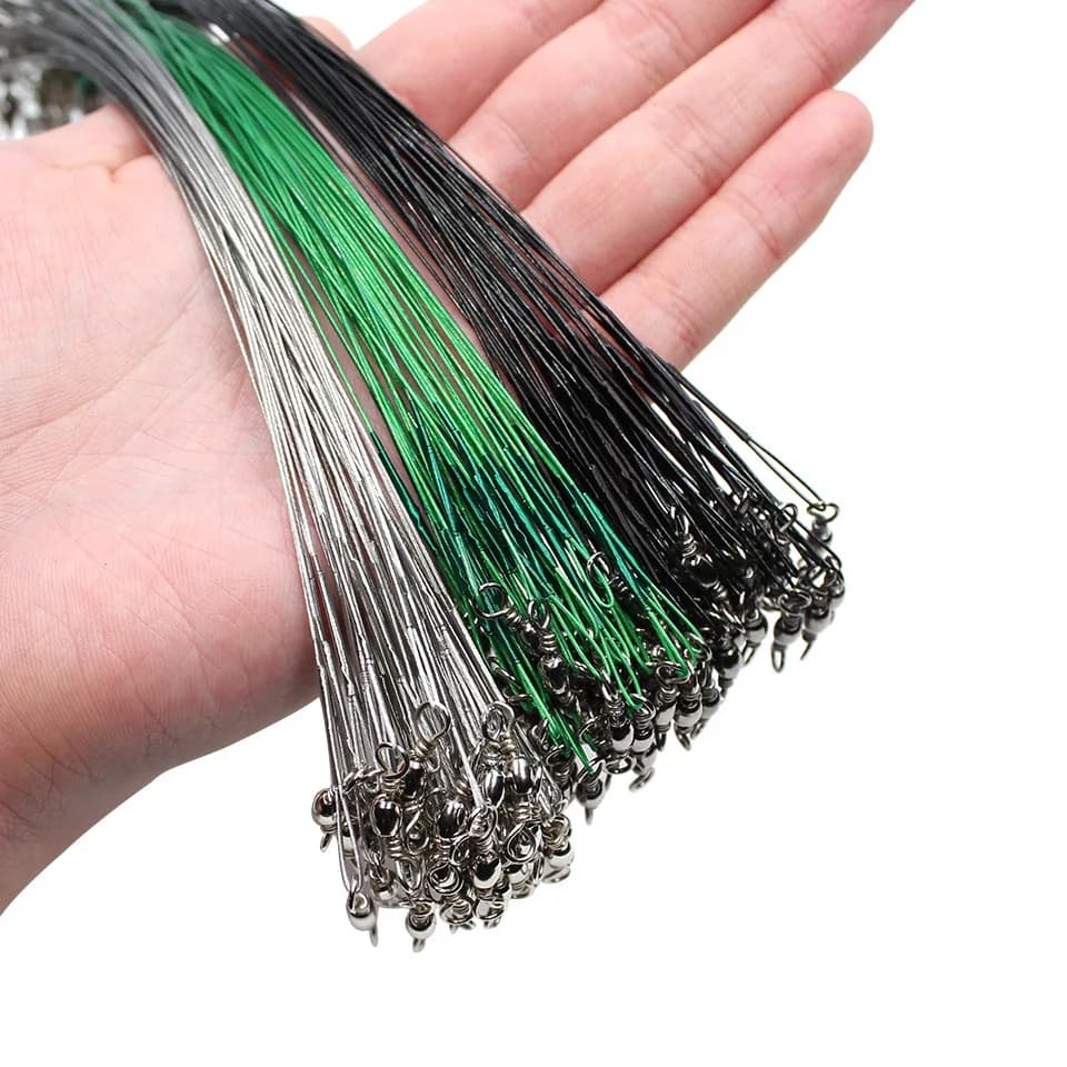 Ligne de pêche en acier Anti-morsure, Leader de fil d'acier avec accessoire de pêche pivotant, laiss