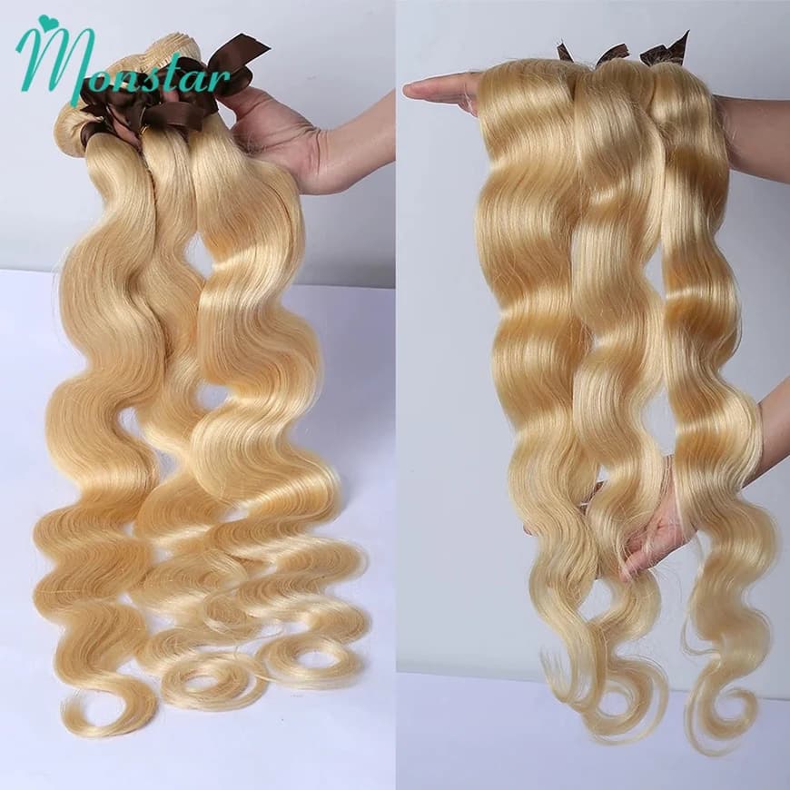 Tissage en Lot Brésilien Naturel Remy Body Wave, Blond 613, Extensions de Cheveux, Offres de 30 32 3