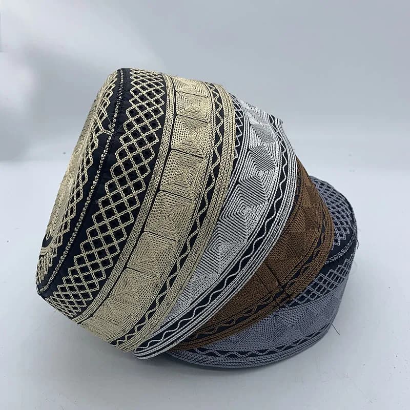 Islam hommes chapeaux musulmans coton broderie arabe hommes chapeau de prière musulman Turban homme 