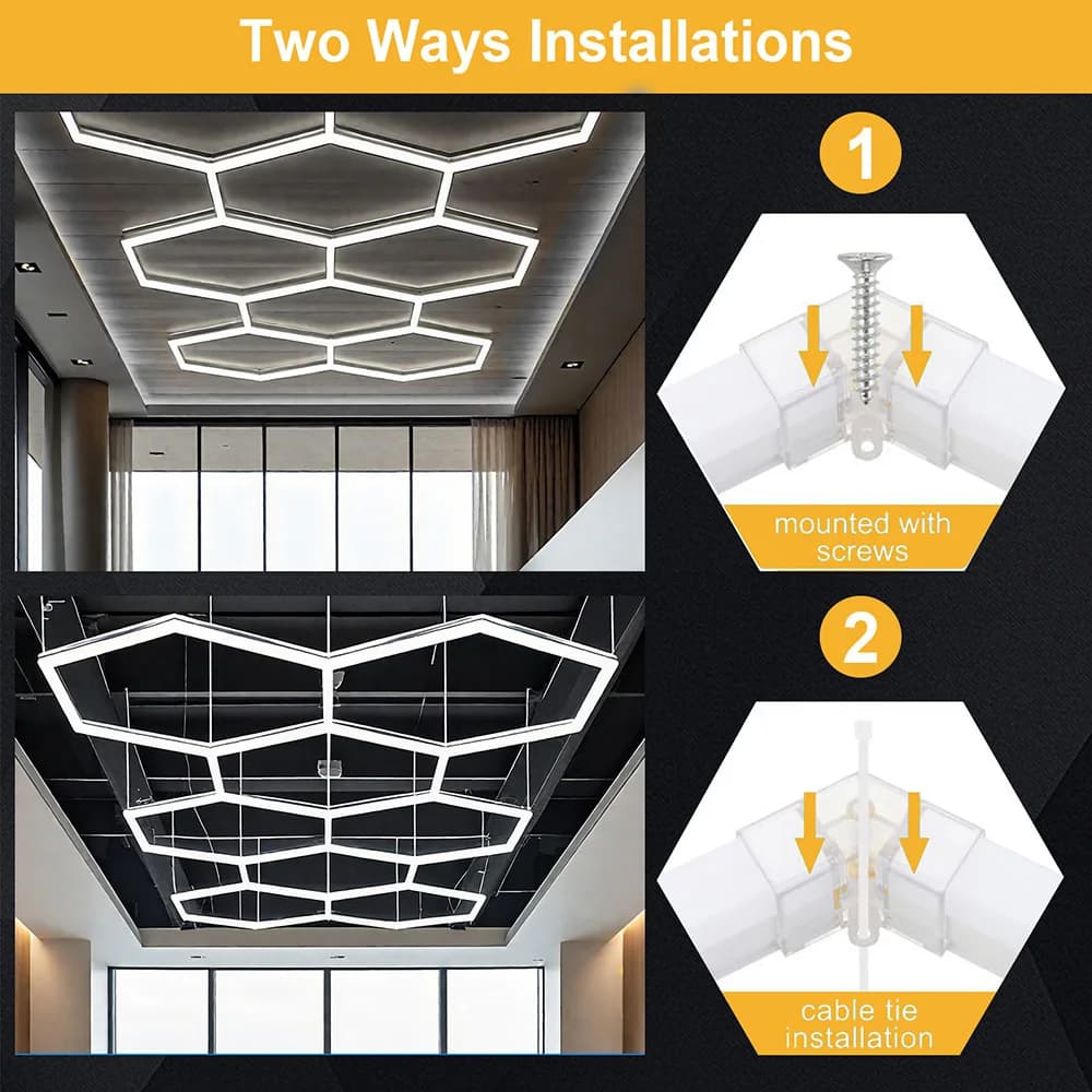 VASTFIRE Plafonnier LED hexagonal en nid d'abeille 6500K température de couleur super lumineuse, ada