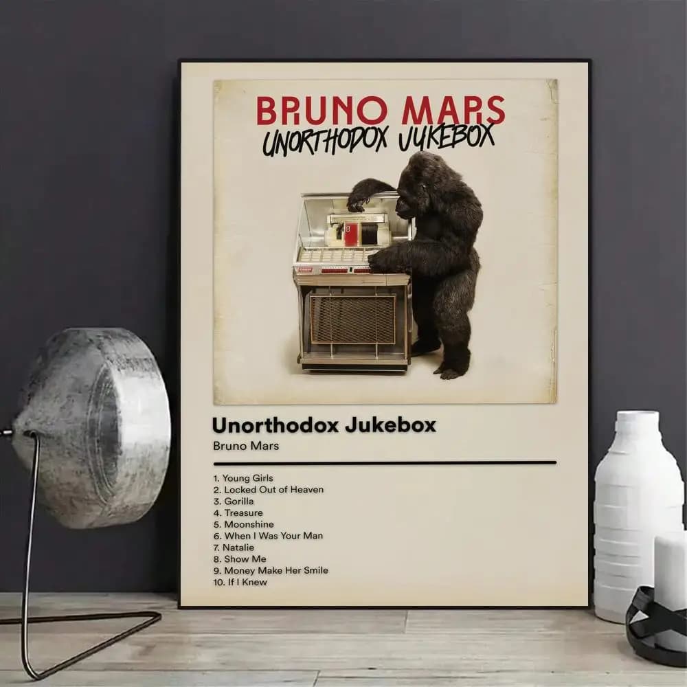 Affiche Murale Moderne sur Toile avec Peinture Calligraphique du Rappeur B-Bruno Mars, Décoration Es