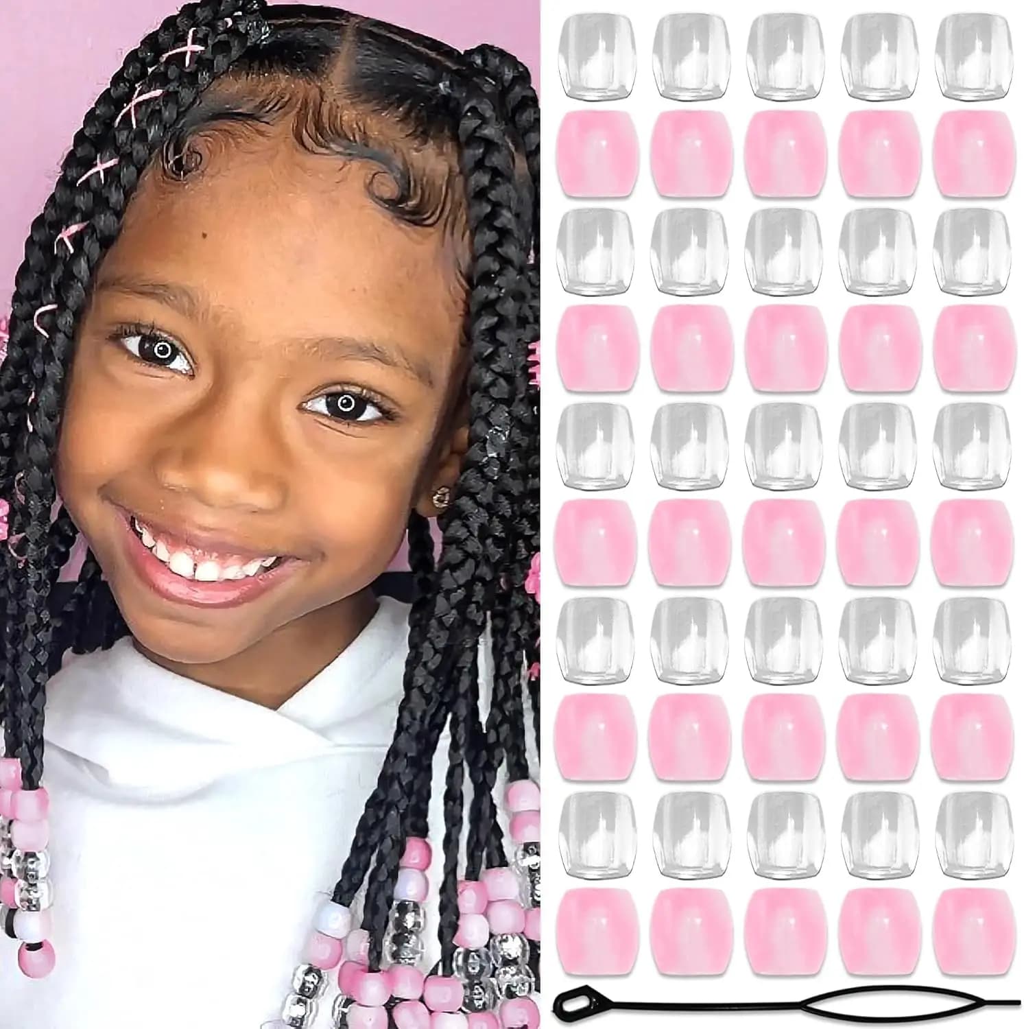 Perles de cheveux Dreadlock de couleur jaune, Rose et Rose rouge, accessoires de tresses mignons ave