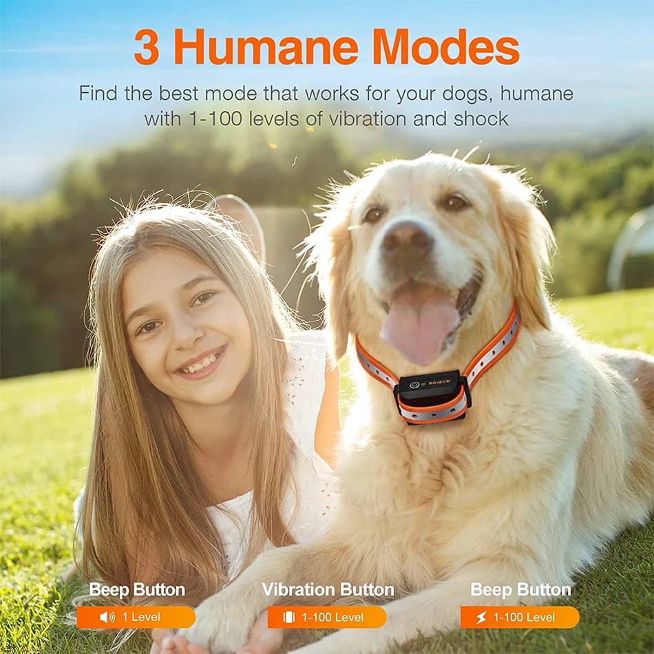 ROJECO 1000m Electric Dog Training Collar Light Waterproof Rechargeable Pet Anti Bark Control Collar