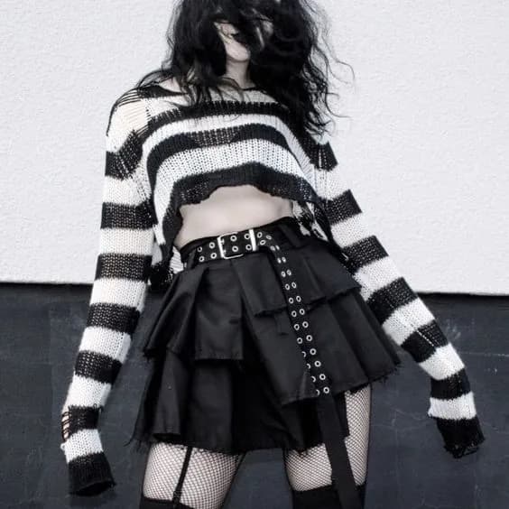 Karrram Punk gothique pull Emo hauts e-girls centre commercial Goth pulls Y2k Harajuku Grunge vêteme