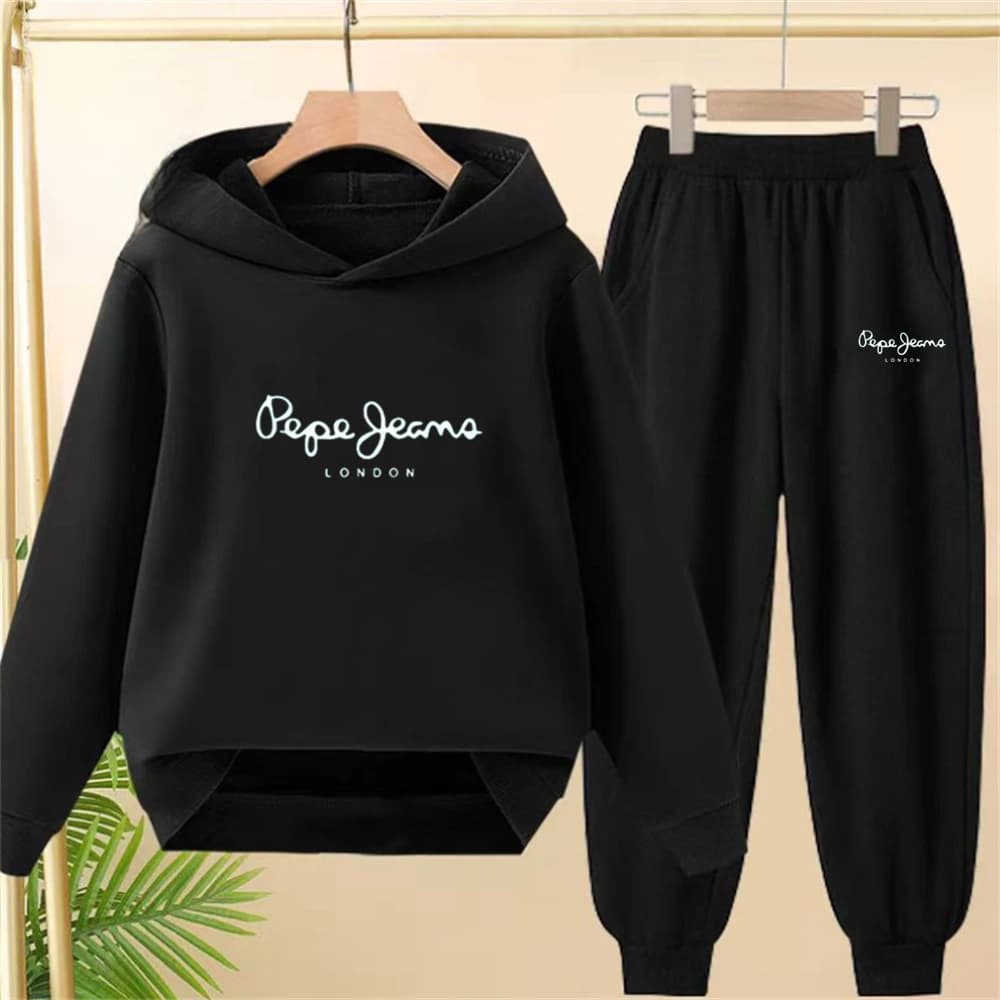 Garçon filles sweat à capuche pour enfants costume hauts + bas Toddle noir Sweatshirr blanc enfant 3