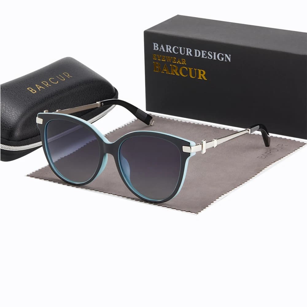 BARCUR Lunettes de soleil pour femmes exquises, luxueuses et élégantes, montures œil de chat, emball