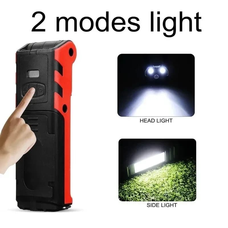 Lampe de travail LED COB à intensité variable, lampe de poche Rechargeable par USB avec batterie ext