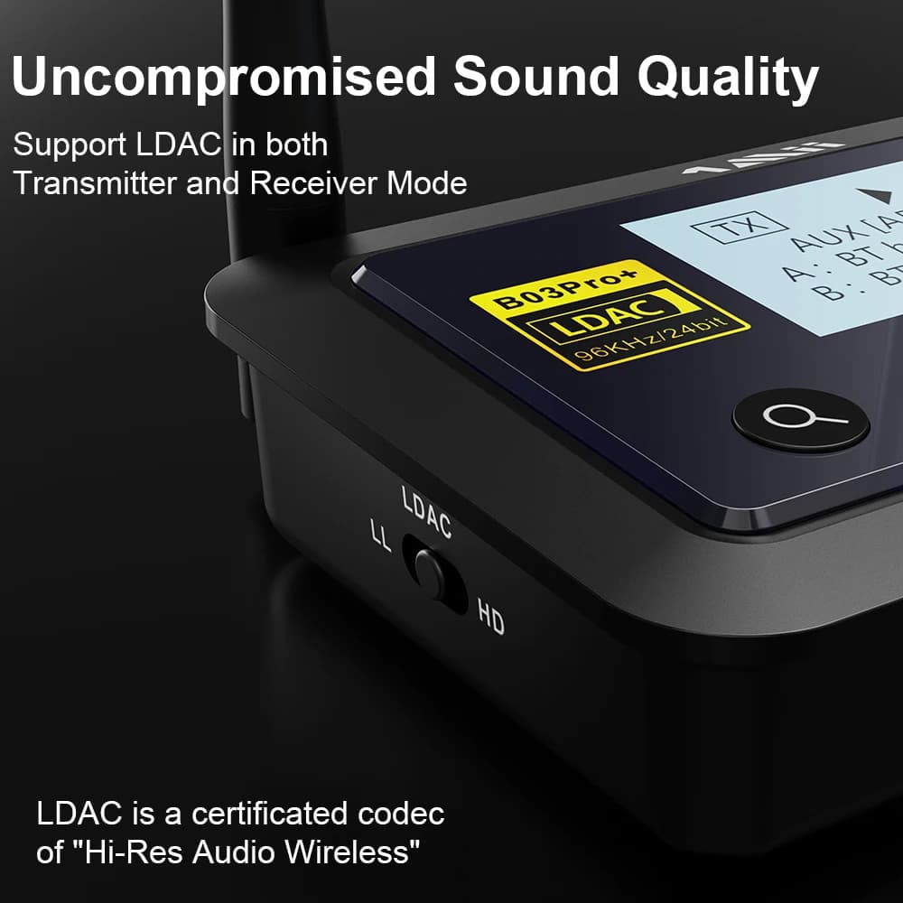 1Mii B03Pro+ Bluetooth 5.0 transmetteur récepteur Audio aptX LL HD CSR8675 HiFi LDAC adaptateur Blue